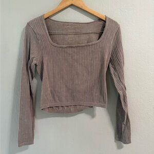 Gypsy Jade Ribbed Square Neck Long Sleeve Top - Size L